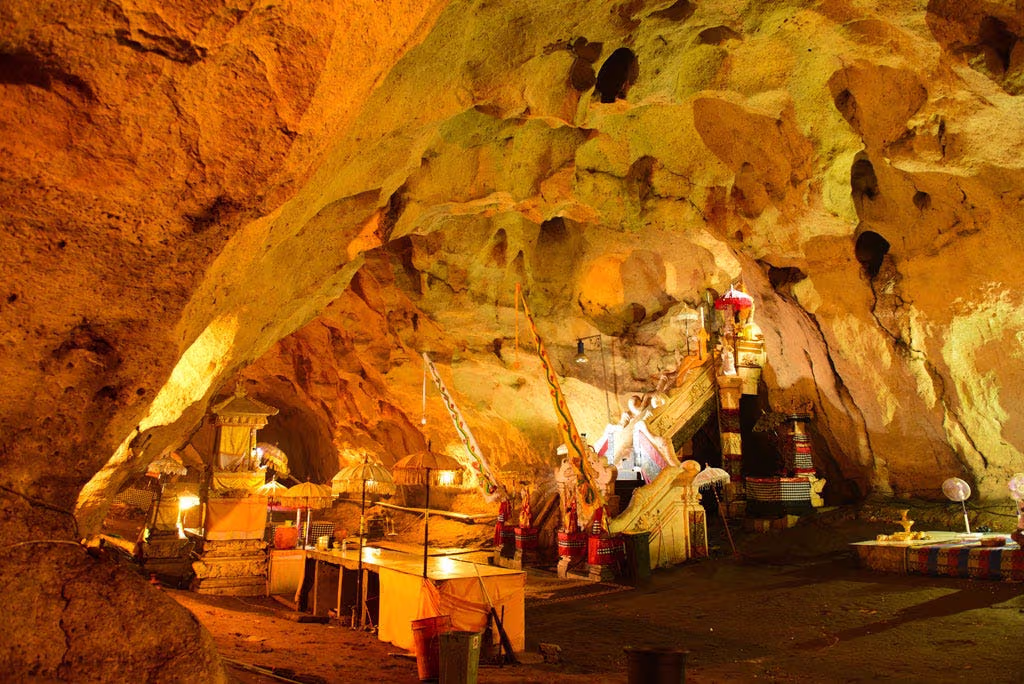 Goa Giri Putri Cave Temple shoreline