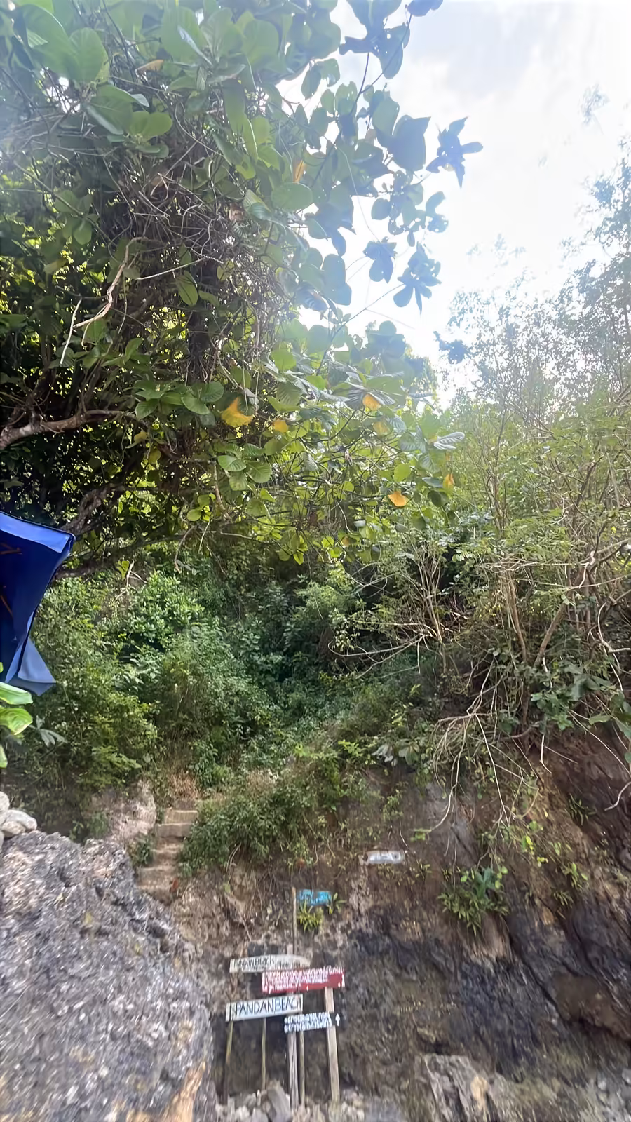 the beginning of pandan beach stairs on crystal bay